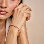 Rose gold layered chain cuff bracelet with crystal accents and modern open design for women