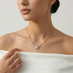 Rose gold butterfly crystal pendant necklace with sparkling stones and delicate chain for women