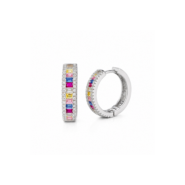 Rainbow Crystal Hoop Earrings