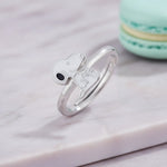 Cute Snoopy cartoon adjustable ring with polished silver finish and minimalist character design for women and girls.