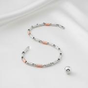 Spring Type Link Gents Bracelet - Two-Tone Sterling Silver