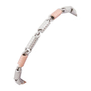 Spring Type Link Gents Bracelet - Two-Tone Sterling Silver