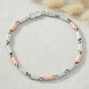 Spring Type Link Gents Bracelet - Two-Tone Sterling Silver