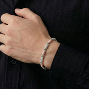 Spring Type Link Gents Bracelet - Two-Tone Sterling Silver