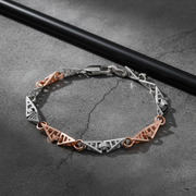 Dual-Tone Interlink Bracelet - 925 Silver & Rose Gold Plated Gents