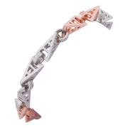 Dual-Tone Interlink Bracelet - 925 Silver & Rose Gold Plated Gents