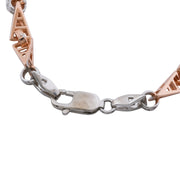 Dual-Tone Interlink Bracelet - 925 Silver & Rose Gold Plated Gents
