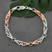 Dual-Tone Interlink Bracelet - 925 Silver & Rose Gold Plated Gents