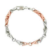 Dual-Tone Interlink Bracelet - 925 Silver & Rose Gold Plated Gents