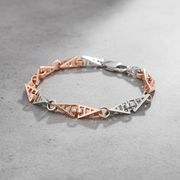Dual-Tone Interlink Bracelet - 925 Silver & Rose Gold Plated Gents