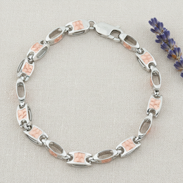 Dual-Tone Textured Cuff Bracelet - 925 Silver & Gold Gents