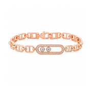 Rose Gold Double Stone Link Bracelet