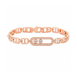 Rose Gold Double Stone Link Bracelet