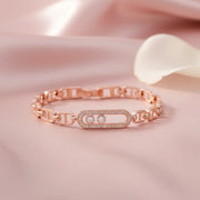 Rose Gold Double Stone Link Bracelet