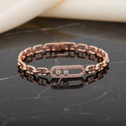 Rose Gold Double Stone Link Bracelet