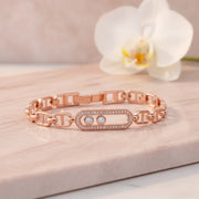 Rose Gold Double Stone Link Bracelet