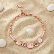 Rose Gold 925 Silver Butterfly & Circle Charm Bracelet
