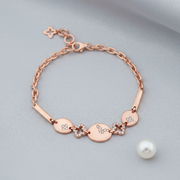 Rose Gold 925 Silver Butterfly & Circle Charm Bracelet