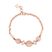 Rose Gold 925 Silver Butterfly & Circle Charm Bracelet