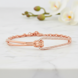 Rose Gold Pavé Knot Bracelet | 925 Sterling Silve