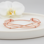 Rose Gold Crossover Bracelet | 925 Sterling Silver