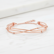 Rose Gold Crossover Bracelet | 925 Sterling Silver