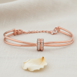 Rose Gold Celestial Bond 925 Silver Cuff Bracelet