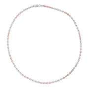 T Shape Joint Link Chain Necklace - Two-Tone Sterling Silver
