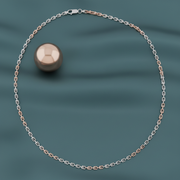 T Shape Joint Link Chain Necklace - Two-Tone Sterling Silver