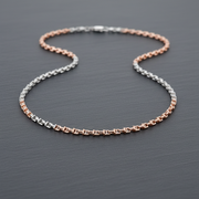 T Shape Joint Link Chain Necklace - Two-Tone Sterling Silver