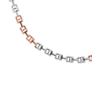 T Shape Joint Link Chain Necklace - Two-Tone Sterling Silver