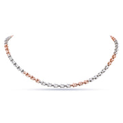 T Shape Joint Link Chain Necklace - Two-Tone Sterling Silver