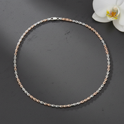 T Shape Joint Link Chain Necklace - Two-Tone Sterling Silver