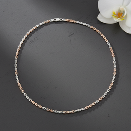 T Shape Joint Link Chain Necklace - Two-Tone Sterling Silver