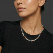 Dual tone chain chain with alternating rose gold and silver links