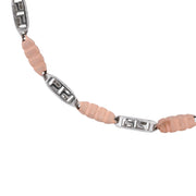 Artisan Sterling Silver & Rose Quartz Link Necklace