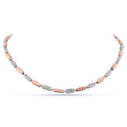 Artisan Sterling Silver & Rose Quartz Link Necklace