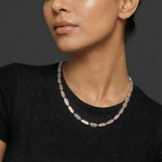 Artisan Sterling Silver & Rose Quartz Link Necklace