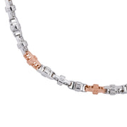 Silver & Rose Gold Two-Tone Barrel Link Chain