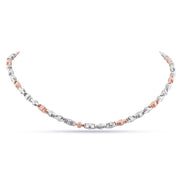 Silver & Rose Gold Two-Tone Barrel Link Chain