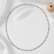 Silver & Rose Gold Two-Tone Barrel Link Chain