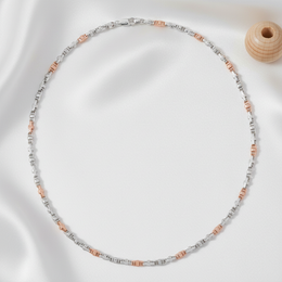 Silver & Rose Gold Two-Tone Barrel Link Chain