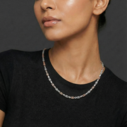 Silver & Rose Gold Two-Tone Barrel Link Chain