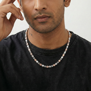 Silver & Rose Gold Two-Tone Barrel Link Chain