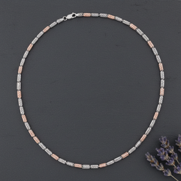 Silver Filigree Cage Link Two-Tone Necklace