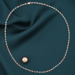 Silver Mariner Link Chain - Two-Tone Anchor