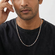 two tone silver and rose link chain necklace minimal modern design