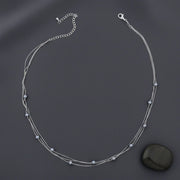 Layered Grey Bead Chain Necklace