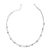 Layered Grey Bead Chain Necklace