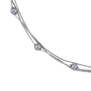 Layered Grey Bead Chain Necklace